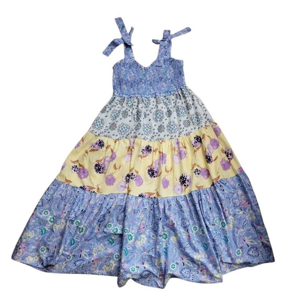Nanette Lepore Blue, Yellow & Purple Tiered Maxi Dress - Medium
